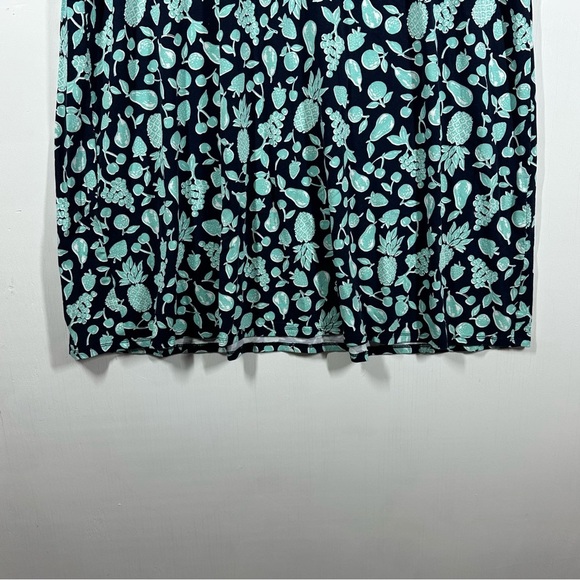 J. Jill Wearever Dress Women's XL Navy Fruit Print Jersey Knit Short Sleeve - Picture 5 of 6